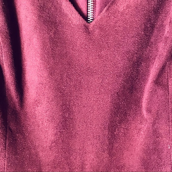 BB Dakota sleeveless burgundy suede plunging empire eyelet mini party dress-4 - Picture 9 of 16